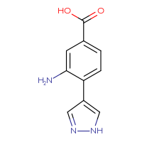 Chemical structure of 3-amino-4-(1H-pyrazol-4-yl)benzoic acid - CSSB00102699687