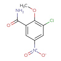 Chemical structure of 3-chloro-2-methoxy-5-nitrobenzamide - CSSB00135216465