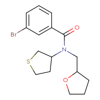 Chemical structure of 3-bromo-N-[(oxolan-2-yl)methyl]-N-(thiolan-3-yl)benzamide - CSSB00106103702
