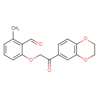Chemical structure of 2-[2-(2,3-dihydro-1,4-benzodioxin-6-yl)-2-oxoethoxy]-6-methylbenzaldehyde - CSSB21349275761