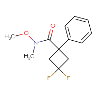 Chemical structure of 3,3-difluoro-N-methoxy-N-methyl-1-phenylcyclobutane-1-carboxamide - CSSB01395049043