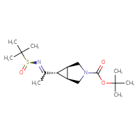 Chemical structure of tert-butyl (1R,5S,6S)-6-(1-{[(S)-2-methylpropane-2-sulfinyl]imino}ethyl)-3-azabicyclo[3.1.0]hexane-3-carboxylate - CSSB21332856956