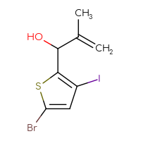 Chemical structure of 1-(5-bromo-3-iodothiophen-2-yl)-2-methylprop-2-en-1-ol - CSSB21246456979