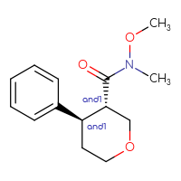 Chemical structure of rac-(3R,4S)-N-methoxy-N-methyl-4-phenyloxane-3-carboxamide - CSSB21291563966