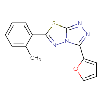 Chemical structure of 3-(furan-2-yl)-6-(2-methylphenyl)-[1,2,4]triazolo[3,4-b][1,3,4]thiadiazole - CSSB00121638301