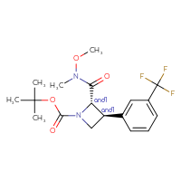 Chemical structure of rac-tert-butyl (2R,3R)-2-[methoxy(methyl)carbamoyl]-3-[3-(trifluoromethyl)phenyl]azetidine-1-carboxylate - CSSB21291563169