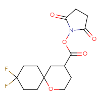 Chemical structure of 2,5-dioxopyrrolidin-1-yl 9,9-difluoro-1-oxaspiro[5.5]undecane-4-carboxylate - CSSB20269788449