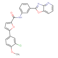 Chemical structure of 5-(3-chloro-4-methoxyphenyl)-N-(3-{[1,3]oxazolo[4,5-b]pyridin-2-yl}phenyl)furan-2-carboxamide - CSSB00121617709