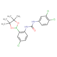Chemical structure of 3-[4-chloro-2-(4,4,5,5-tetramethyl-1,3,2-dioxaborolan-2-yl)phenyl]-1-(3,4-dichlorophenyl)urea - CSSB21332157585