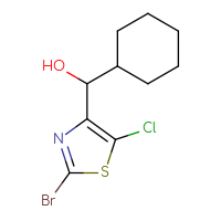 Chemical structure of (2-bromo-5-chloro-1,3-thiazol-4-yl)(cyclohexyl)methanol - CSSB21246422262
