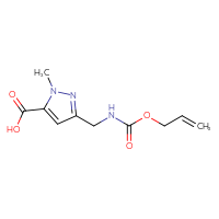 Chemical structure of 1-methyl-3-({[(prop-2-en-1-yloxy)carbonyl]amino}methyl)-1H-pyrazole-5-carboxylic acid - CSSB00127065437