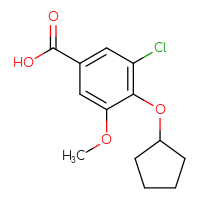 Chemical structure of 3-chloro-4-(cyclopentyloxy)-5-methoxybenzoic acid - CSSB00000665487