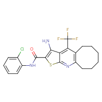 Chemical structure of 6-amino-N-(2-chlorophenyl)-8-(trifluoromethyl)-4-thia-2-azatricyclo[7.6.0.0³,⁷]pentadeca-1(9),2,5,7-tetraene-5-carboxamide - CSSB00102540921