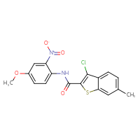 Chemical structure of 3-chloro-N-(4-methoxy-2-nitrophenyl)-6-methyl-1-benzothiophene-2-carboxamide - CSSB00047566685