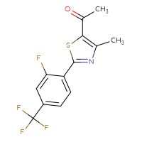 Chemical structure of 1-{2-[2-fluoro-4-(trifluoromethyl)phenyl]-4-methyl-1,3-thiazol-5-yl}ethan-1-one - CSSB00020666943