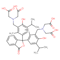 Chemical structure of 2-[({3-[1-(3-{[bis(carboxymethyl)amino]methyl}-4-hydroxy-2-methyl-5-(propan-2-yl)phenyl)-3-oxo-1,3-dihydro-2-benzofuran-1-yl]-6-hydroxy-2-methyl-5-(propan-2-yl)phenyl}methyl)(carboxymethyl)amino]acetic acid - CSSB02125554227