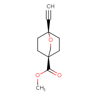 Chemical structure of methyl (1r,4r)-1-ethynyl-2-oxabicyclo[2.2.2]octane-4-carboxylate - CSSB21043403980