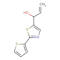 Chemical structure of 1-[2-(thiophen-2-yl)-1,3-thiazol-5-yl]prop-2-en-1-ol - CSSB21246410996