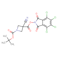 Chemical structure of 1-tert-butyl 3-(4,5,6,7-tetrachloro-1,3-dioxo-2,3-dihydro-1H-isoindol-2-yl) 3-cyanoazetidine-1,3-dicarboxylate - CSSB20271238511