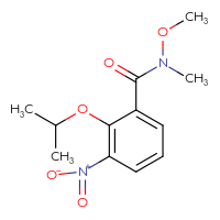 Chemical structure of N-methoxy-N-methyl-3-nitro-2-(propan-2-yloxy)benzamide - CSSB01395048901