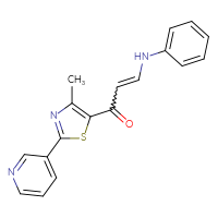 Chemical structure of 1-[4-methyl-2-(pyridin-3-yl)-1,3-thiazol-5-yl]-3-(phenylamino)prop-2-en-1-one - CSSB02125603733
