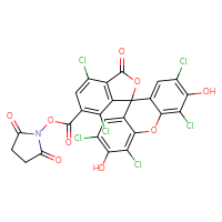 Chemical structure of 2,5-dioxopyrrolidin-1-yl 2',4,4',5',7,7'-hexachloro-3',6'-dihydroxy-3-oxo-3H-spiro[2-benzofuran-1,9'-xanthene]-6-carboxylate - CSSB14863683272