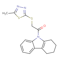 Chemical structure of 2-[(5-methyl-1,3,4-thiadiazol-2-yl)sulfanyl]-1-(2,3,4,9-tetrahydro-1H-carbazol-9-yl)ethan-1-one - CSSB00132506757