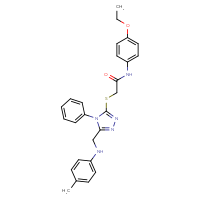 Chemical structure of N-(4-ethoxyphenyl)-2-[(5-{[(4-methylphenyl)amino]methyl}-4-phenyl-4H-1,2,4-triazol-3-yl)sulfanyl]acetamide - CSSB00103160314