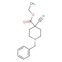 Chemical structure of ethyl 1-benzyl-4-cyanopiperidine-4-carboxylate - CSSB00010220717