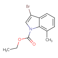 Chemical structure of ethyl 3-bromo-7-methyl-1H-indole-1-carboxylate - CSSB00010365584