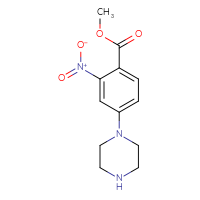 Chemical structure of methyl 2-nitro-4-(piperazin-1-yl)benzoate - CSSB20621662400