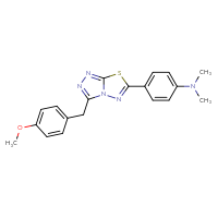 Chemical structure of 4-{3-[(4-methoxyphenyl)methyl]-[1,2,4]triazolo[3,4-b][1,3,4]thiadiazol-6-yl}-N,N-dimethylaniline - CSSB00121624183