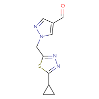 Chemical structure of 1-[(5-cyclopropyl-1,3,4-thiadiazol-2-yl)methyl]-1H-pyrazole-4-carbaldehyde - CSSB02144623678
