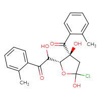 Chemical structure of 2-[(2R,3S)-5-chloro-3,5-dihydroxy-3-(2-methylbenzoyl)oxolan-2-yl]-2-hydroxy-1-(2-methylphenyl)ethan-1-one - CSSB00025712864