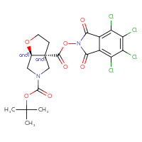 Chemical structure of rac-5-tert-butyl 3a-(4,5,6,7-tetrachloro-1,3-dioxo-2,3-dihydro-1H-isoindol-2-yl) (3aR,6aS)-hexahydro-2H-furo[2,3-c]pyrrole-3a,5-dicarboxylate - CSSB20620696284