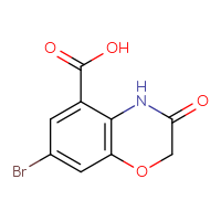 Chemical structure of 7-bromo-3-oxo-3,4-dihydro-2H-1,4-benzoxazine-5-carboxylic acid - CSSB00020948186