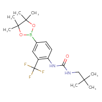 Chemical structure of 3-(2,2-dimethylpropyl)-1-[4-(4,4,5,5-tetramethyl-1,3,2-dioxaborolan-2-yl)-2-(trifluoromethyl)phenyl]urea - CSSB21332114873