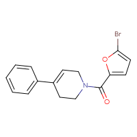 Chemical structure of 1-(5-bromofuran-2-carbonyl)-4-phenyl-1,2,3,6-tetrahydropyridine - CSSB00027844609