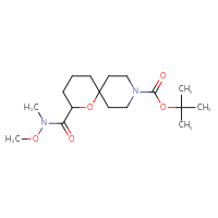Chemical structure of tert-butyl 2-[methoxy(methyl)carbamoyl]-1-oxa-9-azaspiro[5.5]undecane-9-carboxylate - CSSB02271959951