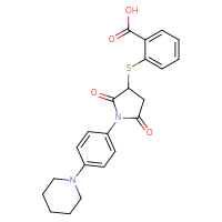Chemical structure of 2-({2,5-dioxo-1-[4-(piperidin-1-yl)phenyl]pyrrolidin-3-yl}sulfanyl)benzoic acid - CSSB00132943139