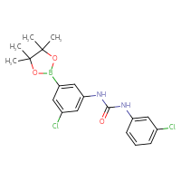 Chemical structure of 3-[3-chloro-5-(4,4,5,5-tetramethyl-1,3,2-dioxaborolan-2-yl)phenyl]-1-(3-chlorophenyl)urea - CSSB21332161316