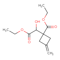 Chemical structure of ethyl 1-(2-ethoxy-1-hydroxy-2-oxoethyl)-3-methylidenecyclobutane-1-carboxylate - CSSB14929131175