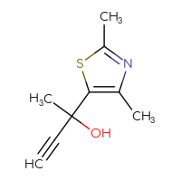 Chemical structure of 2-(2,4-dimethyl-1,3-thiazol-5-yl)but-3-yn-2-ol - CSSB00134784140