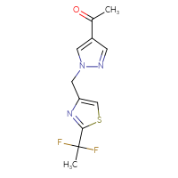 Chemical structure of 1-(1-{[2-(1,1-difluoroethyl)-1,3-thiazol-4-yl]methyl}-1H-pyrazol-4-yl)ethan-1-one - CSSB06294087568