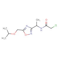 Chemical structure of 2-chloro-N-(1-{5-[(propan-2-yloxy)methyl]-1,2,4-oxadiazol-3-yl}ethyl)acetamide - CSSB01865910103