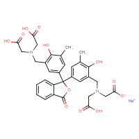 Chemical structure of sodium 2-[({5-[1-(3-{[bis(carboxymethyl)amino]methyl}-4-hydroxy-5-methylphenyl)-3-oxo-1,3-dihydro-2-benzofuran-1-yl]-2-hydroxy-3-methylphenyl}methyl)(carboxymethyl)amino]acetate - CSSB02515451281