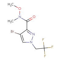 Chemical structure of 4-bromo-N-methoxy-N-methyl-1-(2,2,2-trifluoroethyl)-1H-pyrazole-3-carboxamide - CSSB01045818048