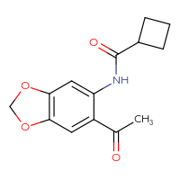 Chemical structure of N-(6-acetyl-2H-1,3-benzodioxol-5-yl)cyclobutanecarboxamide - CSSB00026365998