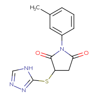 Chemical structure of 1-(3-methylphenyl)-3-(4H-1,2,4-triazol-3-ylsulfanyl)pyrrolidine-2,5-dione - CSSB00132505599