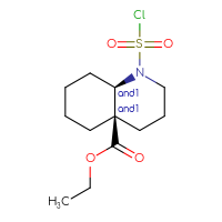 Chemical structure of rac-ethyl (4aR,8aR)-1-(chlorosulfonyl)-decahydroquinoline-4a-carboxylate - CSSB21291564611